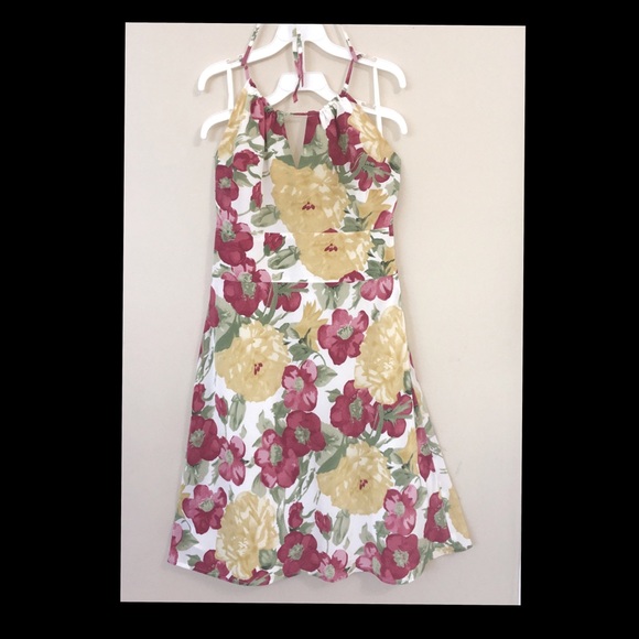 🔸🌹Ann Taylor Loft silk Floral halter sundress 2P - Picture 1 of 8